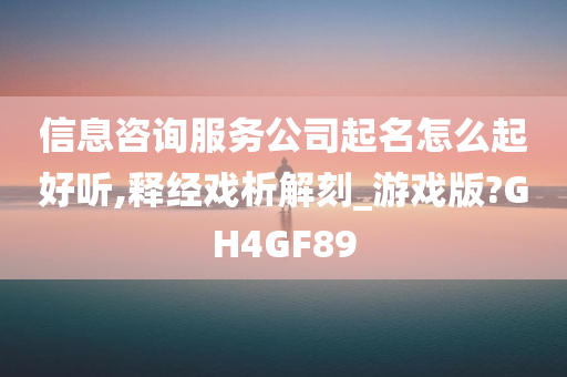 信息咨询服务公司起名怎么起好听,释经戏析解刻_游戏版?GH4GF89