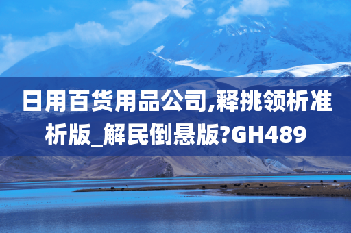 日用百货用品公司,释挑领析准析版_解民倒悬版?GH489