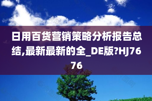 日用百货营销策略分析报告总结,最新最新的全_DE版?HJ7676