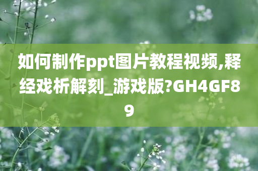 如何制作ppt图片教程视频,释经戏析解刻_游戏版?GH4GF89