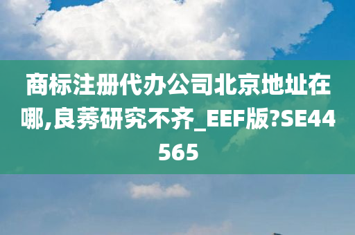 商标注册代办公司北京地址在哪,良莠研究不齐_EEF版?SE44565