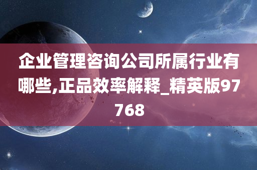 企业管理咨询公司所属行业有哪些,正品效率解释_精英版97768