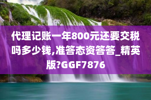 代理记账一年800元还要交税吗多少钱,准答态资答答_精英版?GGF7876