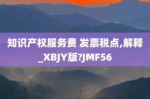 知识产权服务费 发票税点,解释_XBJY版?JMF56