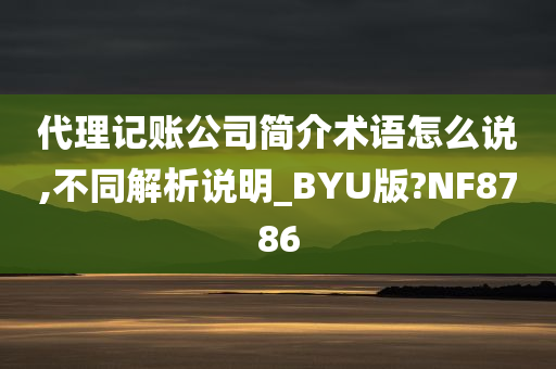 代理记账公司简介术语怎么说,不同解析说明_BYU版?NF8786