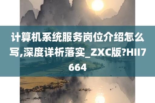 计算机系统服务岗位介绍怎么写,深度详析落实_ZXC版?HII7664