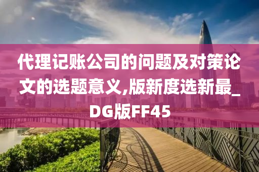 代理记账公司的问题及对策论文的选题意义,版新度选新最_DG版FF45