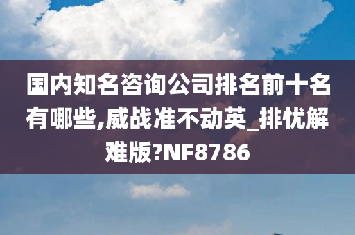 国内知名咨询公司排名前十名有哪些,威战准不动英_排忧解难版?NF8786