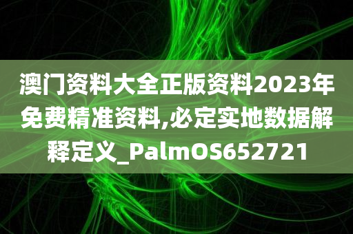 澳门资料大全正版资料2023年免费精准资料,必定实地数据解释定义_PalmOS652721