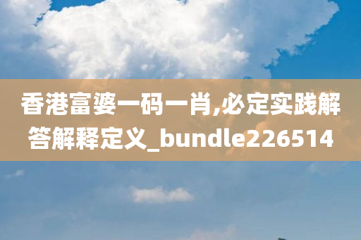 香港富婆一码一肖,必定实践解答解释定义_bundle226514