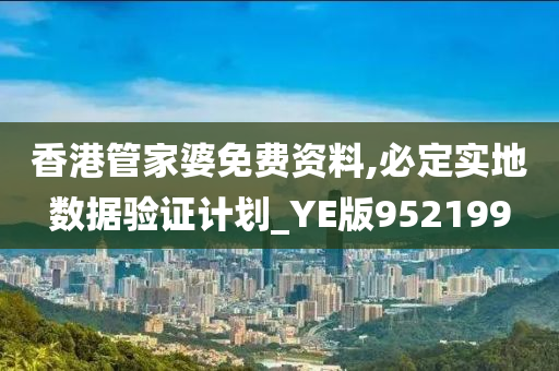 香港管家婆免费资料,必定实地数据验证计划_YE版952199