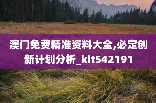 澳门免费精准资料大全,必定创新计划分析_kit542191