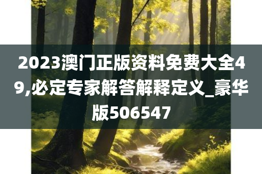 2023澳门正版资料免费大全49,必定专家解答解释定义_豪华版506547