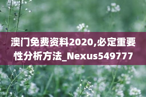 澳门免费资料2020,必定重要性分析方法_Nexus549777