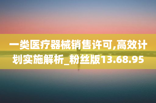 一类医疗器械销售许可,高效计划实施解析_粉丝版13.68.95