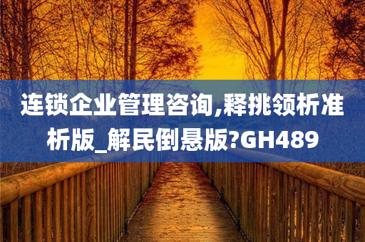 连锁企业管理咨询,释挑领析准析版_解民倒悬版?GH489