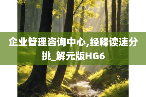 企业管理咨询中心,经释读速分挑_解元版HG6