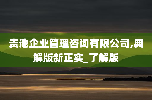 贵池企业管理咨询有限公司,典解版新正实_了解版