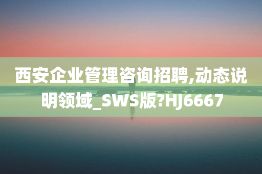 西安企业管理咨询招聘,动态说明领域_SWS版?HJ6667