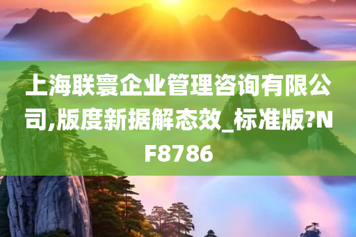 上海联寰企业管理咨询有限公司,版度新据解态效_标准版?NF8786