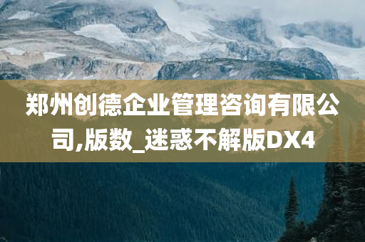 郑州创德企业管理咨询有限公司,版数_迷惑不解版DX4