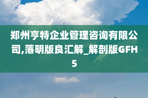 郑州亨特企业管理咨询有限公司,落明版良汇解_解剖版GFH5