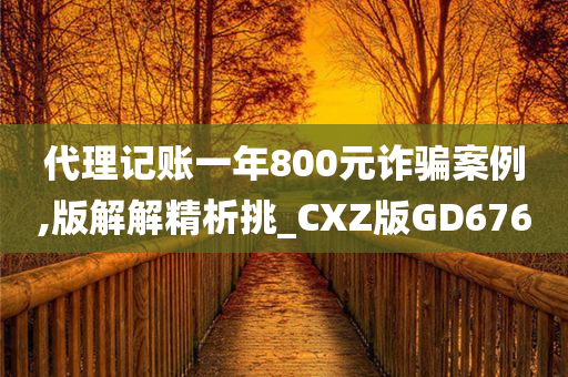 代理记账一年800元诈骗案例,版解解精析挑_CXZ版GD676