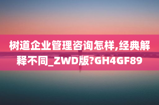 树道企业管理咨询怎样,经典解释不同_ZWD版?GH4GF89