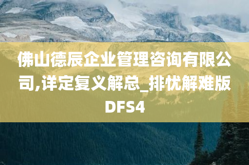 佛山德辰企业管理咨询有限公司,详定复义解总_排忧解难版DFS4