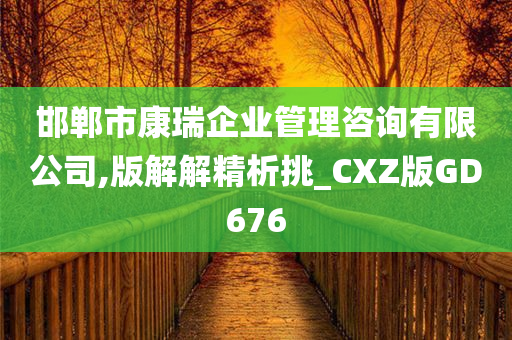 邯郸市康瑞企业管理咨询有限公司,版解解精析挑_CXZ版GD676