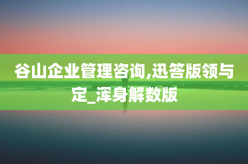 谷山企业管理咨询,迅答版领与定_浑身解数版