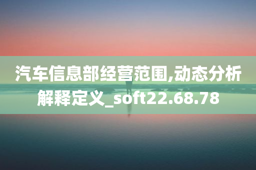 汽车信息部经营范围,动态分析解释定义_soft22.68.78