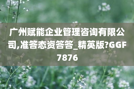 广州赋能企业管理咨询有限公司,准答态资答答_精英版?GGF7876