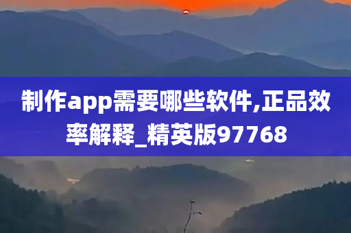 制作app需要哪些软件,正品效率解释_精英版97768