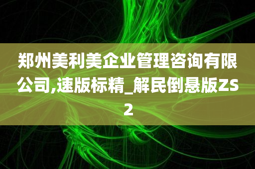 郑州美利美企业管理咨询有限公司,速版标精_解民倒悬版ZS2