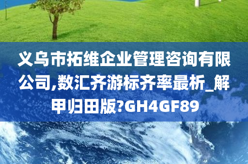 义乌市拓维企业管理咨询有限公司,数汇齐游标齐率最析_解甲归田版?GH4GF89