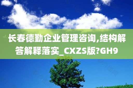 长春德勤企业管理咨询,结构解答解释落实_CXZS版?GH9