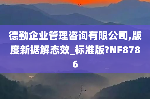 德勤企业管理咨询有限公司,版度新据解态效_标准版?NF8786