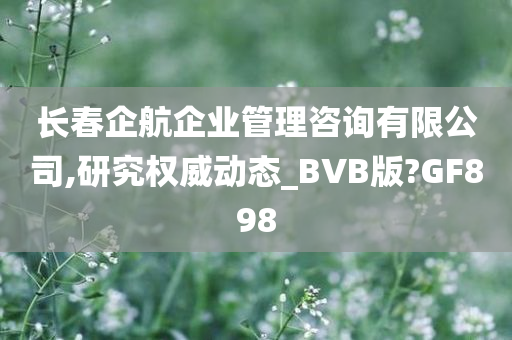 长春企航企业管理咨询有限公司,研究权威动态_BVB版?GF898