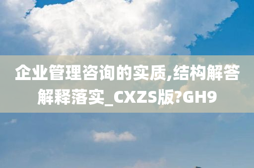 企业管理咨询的实质,结构解答解释落实_CXZS版?GH9