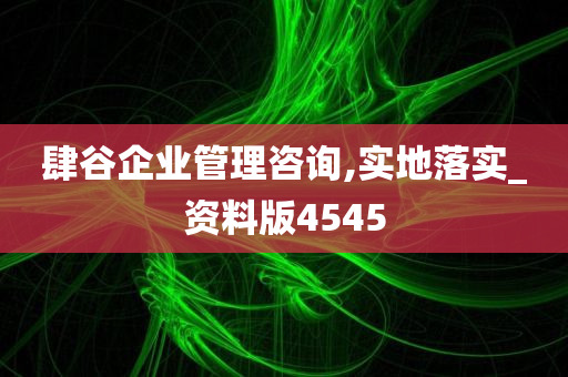 肆谷企业管理咨询,实地落实_资料版4545