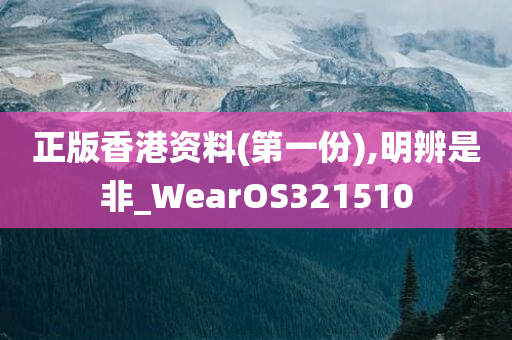 正版香港资料(第一份),明辨是非_WearOS321510