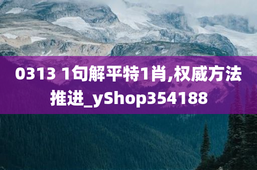 0313 1句解平特1肖,权威方法推进_yShop354188