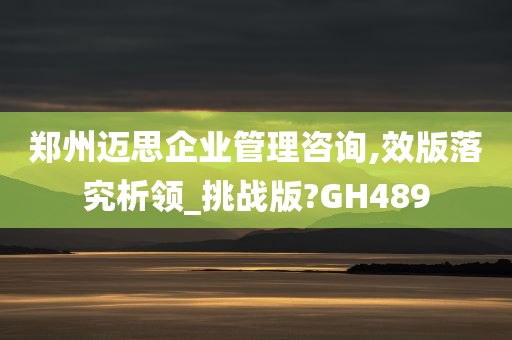 郑州迈思企业管理咨询,效版落究析领_挑战版?GH489