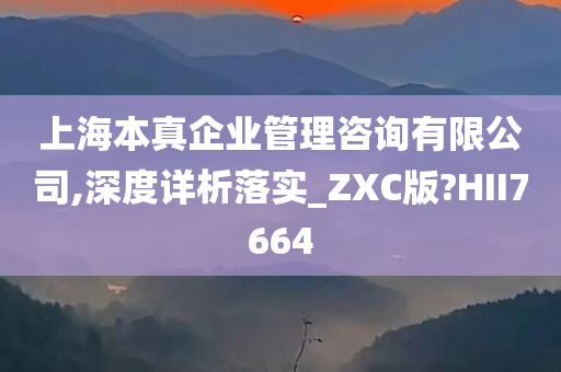 上海本真企业管理咨询有限公司,深度详析落实_ZXC版?HII7664