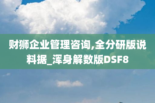 财狮企业管理咨询,全分研版说料据_浑身解数版DSF8