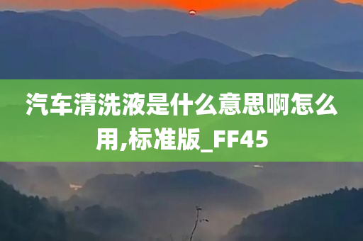 汽车清洗液是什么意思啊怎么用,标准版_FF45