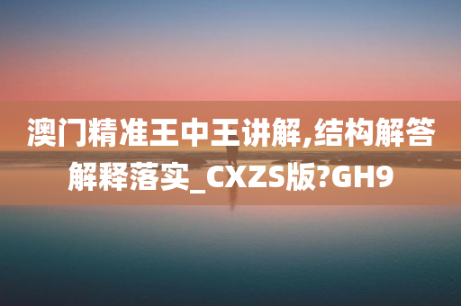 澳门精准王中王讲解,结构解答解释落实_CXZS版?GH9