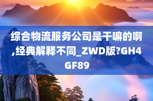 综合物流服务公司是干嘛的啊,经典解释不同_ZWD版?GH4GF89