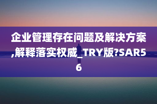 企业管理存在问题及解决方案,解释落实权威_TRY版?SAR56